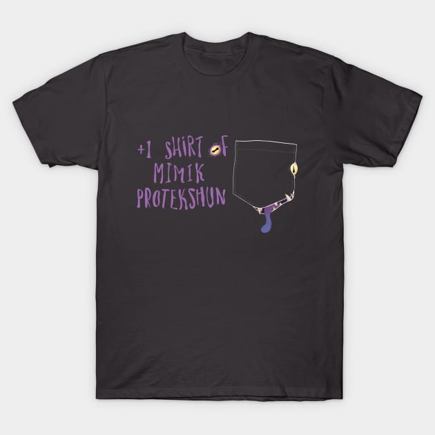 Mimic Protection with Pocket (dark mode) T-Shirt by DapperBoar